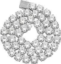15 Ct Round Cut White Diamond 18 Inches Tennis Necklace 14k White Gold Over - £237.01 GBP
