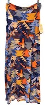 NWT LULAROE Large Blue Orange Cream Geometric Slinky Maxi Skirt/Straples... - £32.16 GBP