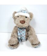 Christmas Puppy Dog Stuffed Plush Grey Blue Scarf Winter Hat 14&quot; - $22.76
