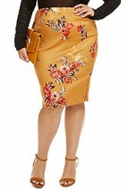 Fashion to Figure Women&#39;s Plus Size Tessa Mustard Floral Pencil Skirt, Size 3X - £15.56 GBP