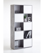 Luiz Tall Bookcase Grey and White - £306.27 GBP