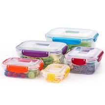 10Pcs Plastic Airtight Food Storage Containers With Lids(5 Snap Lids&amp;5 Nestable  - £22.69 GBP