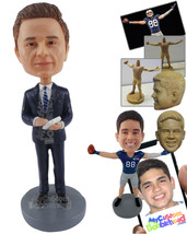 Personalized Bobblehead Lawyer Waiting To Write Down Notes Holding Notepad In Ha - £72.74 GBP