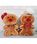 Gingerbread Boy Chef  &amp; Girl Plush Throw Pillow Christmas Decor 2 Pc Set... - $29.74