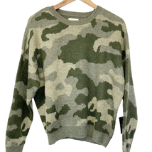 NEW Lucky Brand Womens L Camouflage Crew Neck Sweater Green Camo Cozy  - £30.82 GBP
