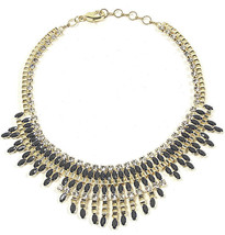 Amrita Singh Miss Lily Large Crystal Bib Gold Gunmetal Necklace NKC 1534... - $24.26
