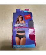 Hanes Size 5 Women&#39;s 4 Pack Cotton Stretch Hipster Briefs Underwear Panties - £16.33 GBP