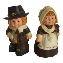 Vintage Hallmark Thanksgiving Pilgrim Kids Salt and Pepper Shakers Plastic - £19.24 GBP