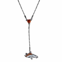 NFL Denver Broncos Team Logo Color Crystal 16&quot; - 18&quot; Silver Tone Lariat ... - $13.95