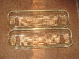 Corn on the Cob Butter &amp; Serve Dishes Vintage Clear Set of 2 Holder Tray Serving - £15.97 GBP