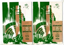 2 State Fair of Texas Starlight Operetta 1947 Programs Roberta &amp; The Fir... - $23.82