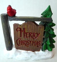 O&#39;well Owell Xmas Figurine Merry Christmas Sign Winter scene Red Cardina... - £18.16 GBP