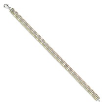 Sterling Silver Tri Color Triple Row CZ Tennis Bracelet - £79.93 GBP