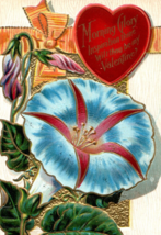 1911 Embossed Orchid With Heart Valentine Postcard - $21.78