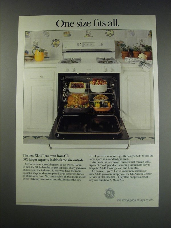 1991 GE XL44 Gas Oven Ad - One size fits all - $18.49