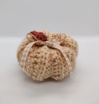 Handmade Crochet Pumpkin 4x3 Fall Halloween Thanksgiving Chunky Beige Gi... - £5.56 GBP