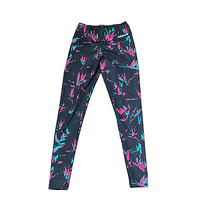 Adidas Womens Leggings Size Small Black With Colorful Floral Pattern 24X30 - £19.48 GBP