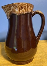 Vintage Roseville Pottery Brown Pitcher/Ewer Jug Drip Glaze USA Farmhous... - £15.13 GBP