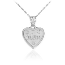 925 Sterling Silver Small &#39;MOM&#39; Heart Pendant Necklace Mother&#39;s Day Gifts - £21.15 GBP+
