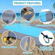 Beach Blanket Sandproof, 79&quot; X 83&quot; for 4-7 Persons Beach Mat,Waterproof  - £18.86 GBP