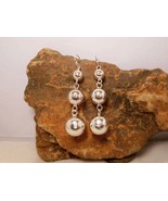 Sup Silver Triple Ball Dangle Earrings, Ball Earrings, Womens Tapered Ea... - €44,29 EUR+
