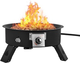 Onlyfire Outdoor Propane Fire Pit - 19 Inch Portable Height Adjustable, Ignition - £114.57 GBP