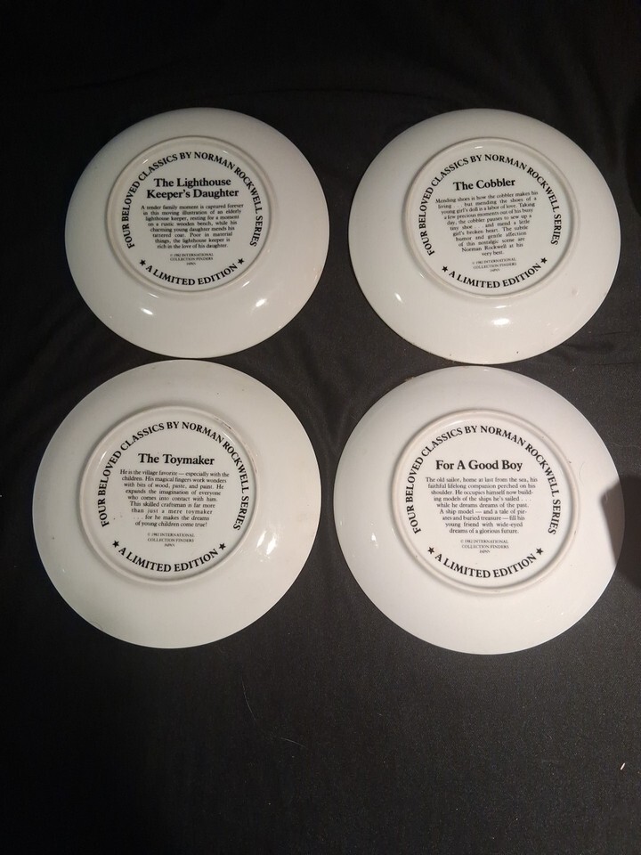 Set of 4 Vtg Norman Rockwell "Four Beloved Classics" Collector Series Plates EUC Item image 4