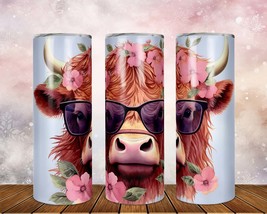 Skinny Tumbler with Straw, 20oz Highlander Cow, awd-t13 - £28.90 GBP