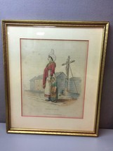 Vintage Colored Engraving Bookplate Coshios at Dieppe by Richard Bridgens - £24.12 GBP