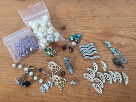 Mixed Lot of Vintage Jewelry Making Supplies Beads Multi Strand Bars Cli... - £19.65 GBP