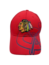 Chicago Blackhawks Baseball Hat Fitted S/M Mens Red Black Reebok Vtg Sti... - $37.22