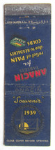 Anacin Tablets Drug Advertisement 1939 Golden Gate Expo Souvenir Matchbook Cover - £1.18 GBP