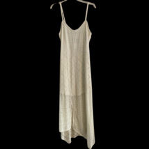 Zara Pointelle Knit Maxi Slip Dress Size L Handkerchief High Low Hem Boh... - $42.00