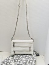 Rebecca Minkoff White Leather Crossbody Purse Silver Zip Accent Chain Strap - £120.26 GBP