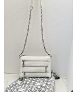 Rebecca Minkoff White Leather Crossbody Purse Silver Zip Accent Chain Strap - £119.91 GBP