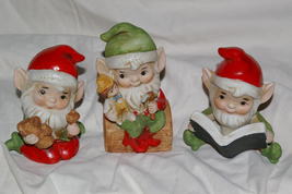Vintage Homco Santa&#39;s Elves Figurine Trio 5406 Home Interiors &amp; Gifts - £10.38 GBP