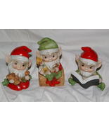 Vintage Homco Santa&#39;s Elves Figurine Trio 5406 Home Interiors &amp; Gifts - £10.37 GBP