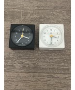 2 BRAUN Quartz Travel Alarm Clocks AG 4746  White  &amp; Black For Parts Analog - $32.92 CAD