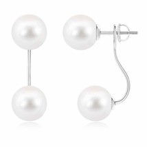 Freshwater Cultured Pearl Round Two Stone Earrings in 14K Gold (Grade-AA , 9MM) - £200.68 GBP