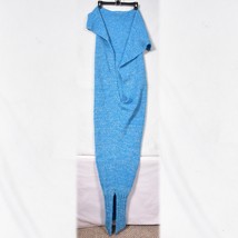 Mermaid Tail Blanket Knit Hand Crochet Warm Sleeping Bag Wrap Blue - $11.91