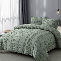 Green Tufted Comforter Set King Size (10290 Inches), Boho Shabby Chic Co... - $59.93