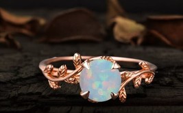 Natural Opal Ring, Vintage Opal Band, Opal Wedding Band, Rose Gold Opal Ring - £66.96 GBP
