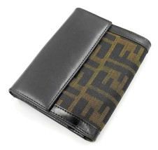  Authentic Vintage Fendi Zucca Brown Canvas Leather Woman Wallet - £139.62 GBP