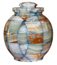 Large/Adult 220 Cubic Inch Triumph Onyx Blue Marble Cremation Urn for Ashes - £274.26 GBP