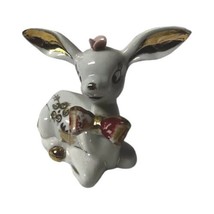 Vintage Thames White Gold Deer Figurine 3D Bow Japan Porcelain 4&quot;H - £20.32 GBP