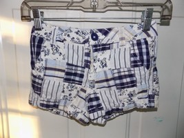 JUSTICE BLUE PLAID PRINTED CHINO SHORTS SIZE 8 GIRL&#39;S EUC - £12.04 GBP