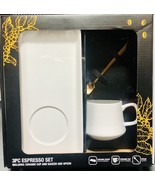 3pc Espresso Coffee Set White &amp; Gold Ceramic Cup Saucer &amp; Spoon by cook ... - $224.09 MXN