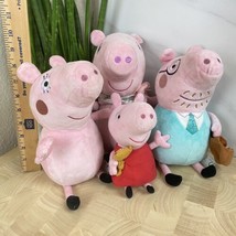 Lot Of 4 TY Peppa Pig Daddy Pig With Bag Mommy Pig Grenada Pig Plush Stuffed Toy - £31.61 GBP