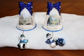 Thomas Kinkade Ringing in Holiday Christmas Bell Ornaments With Snowmen ... - £26.50 GBP