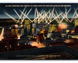 Battle Fleet Illumination Night View San Francisco  CA UNP Linen Postcar... - £3.08 GBP